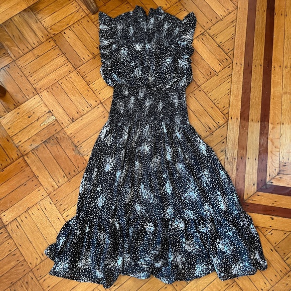 AQUA Ruffled Printed Midi Dress - Size Medium - Picture 3 of 4